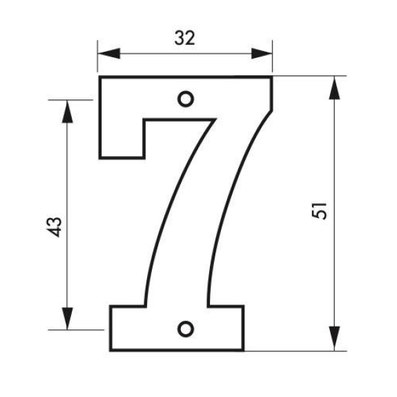 Plaque signalétique Chiffre 7 hauteur 51mm à visser-Lire la description