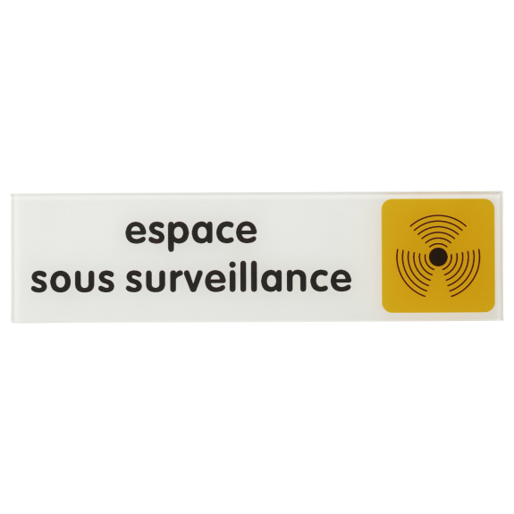 Plaque signalétique 170x45mm espace sous surveillance" avec adhésif"-Lire la description