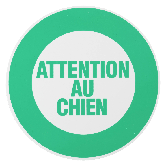 Plaque signalétique Ø 180mm attention au chien" avec adhésif"-Lire la description