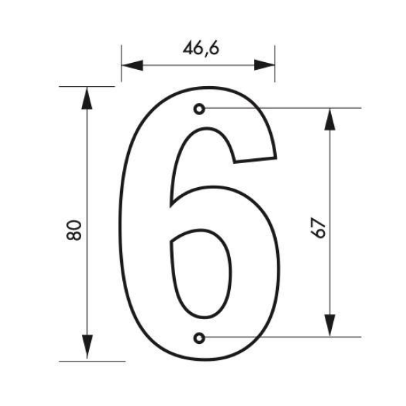 Plaque signalétique Chiffre 6 hauteur 80mm noir à visser-Lire la description