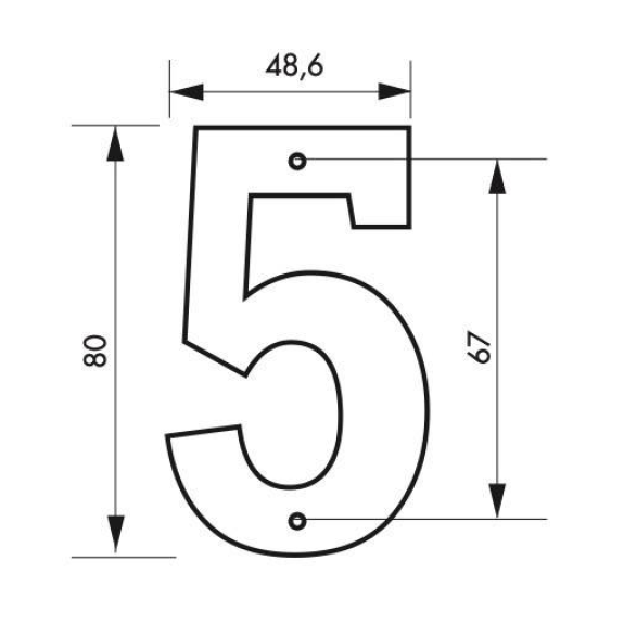 Plaque signalétique Chiffre 5 hauteur 80mm noir à visser-Lire la description