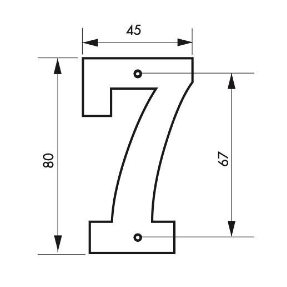 Plaque signalétique Chiffre 7 hauteur 80mm noir à visser-Lire la description