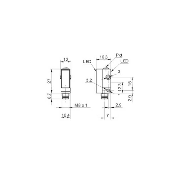 Cellule Bar. reflex PNP P=3,5m Pot. LO/DO Plast. / M08 4P-Lire la description