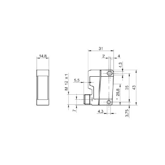 Cellule Barrage (E) P=12m LR Plast. 10-30Vdc 31*43*14 / M12 4P-Lire la description