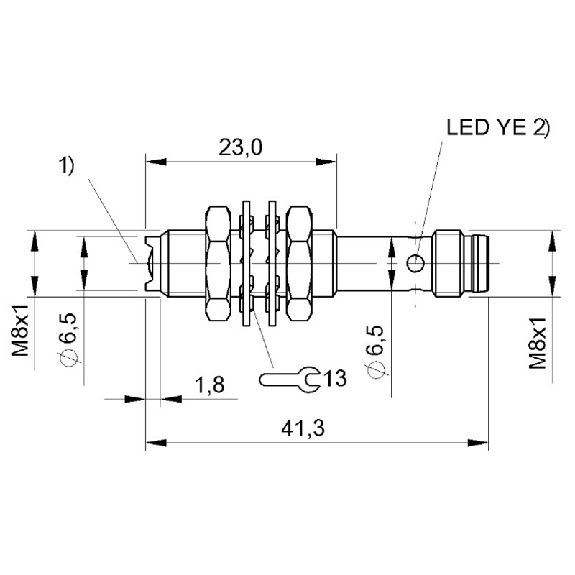 Cellule Bar. reflex PNP P=1m LR DO Ø8x40mm Axial Inox / M08 3P-Lire la description
