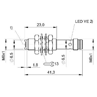 Cellule Bar. reflex PNP P=1m LR DO Ø8x40mm Axial Inox / M08 3P-Lire la description