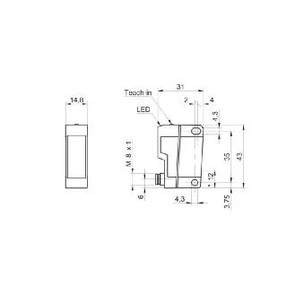 Cellule EAP NPN P=40-200mm Teach LR LO/DO Plast. 10-30Vdc / M08 4P-Lire la description