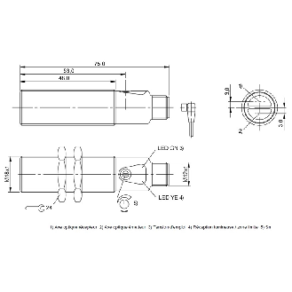 Cellule Bar. reflex M18 PNP P=7m Pot. LR DO Laiton Axial / M12 4P-Lire la description