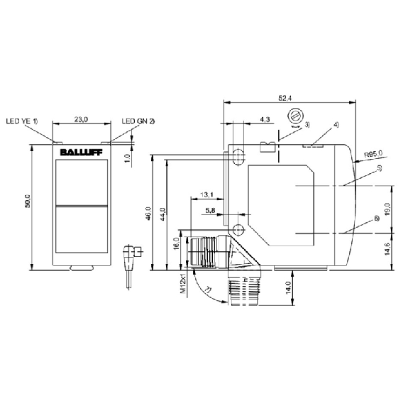 Cellule EAP PNP P=800mm Pot. LR LO/DO 10-30Vdc / M12 4P-Lire la description