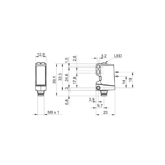Cellule Bar. reflex Push-Pull P=4m LR DO 10-30Vdc / M08 4P-Lire la description