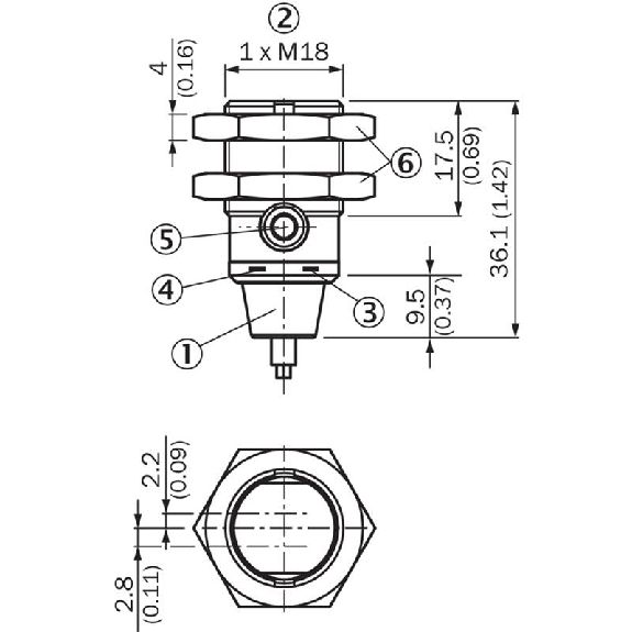 Cellule Bar. reflex M18 PNP P=7.2m PinPoint DO Métal Axial / C2m-Lire la description