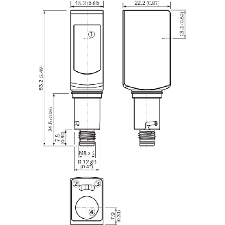 Cellule Bar. reflex transp PNP P=5m PinPoint IO-Link Inox / M08 4P-Lire la description