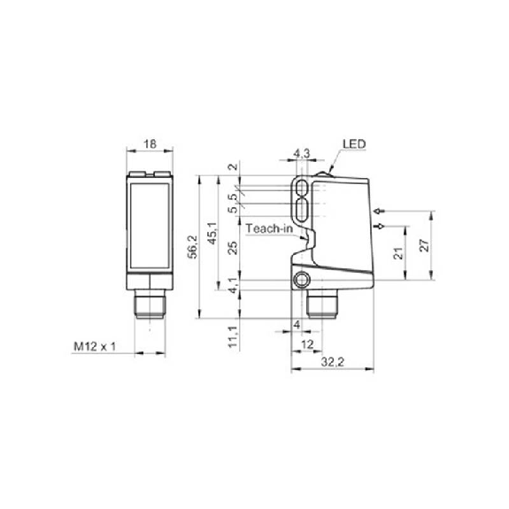 Cellule Bar. reflex transp PNP P=6m Teach IO-L PinPoint LO/DO /M12 4P-Lire la description