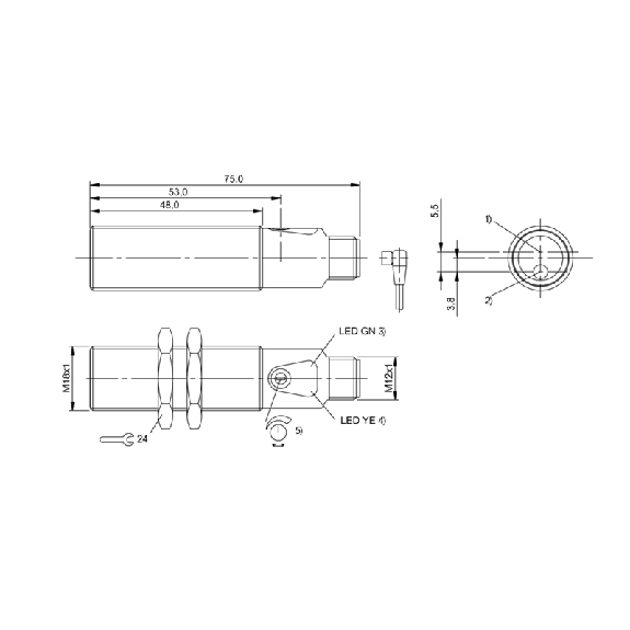 Cellule Bar. reflex M18 PNP P=16m Laser LO/DO Laiton Axial / M12 4P-Lire la description