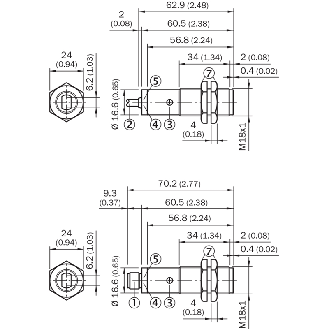 Cellule Bar. reflex M18 PNP P=7m Pot. IR LO/DO Métal Axial / Câble 2m-Lire la description
