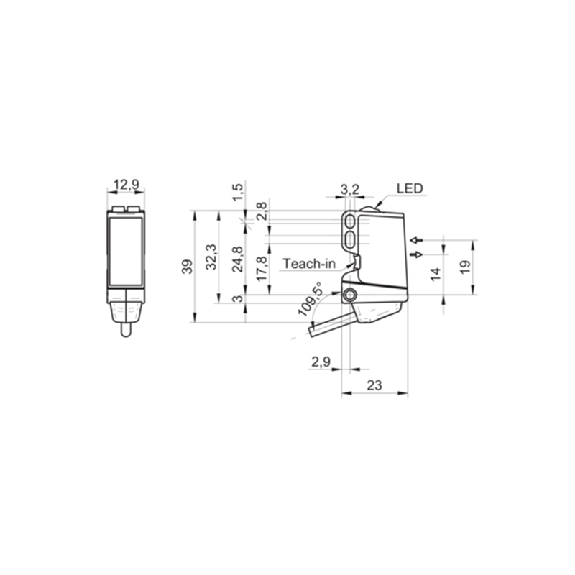 Cellule Bar. reflex PNP P=5m qTeach PinPoint LO/DO / Câble 2m-Lire la description