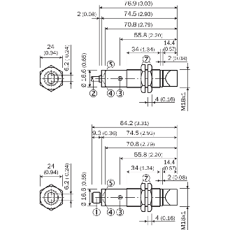 Cellule Bar. reflex M18 PNP P=5,5m Pot LR LO/DO Métal Radial / M12 4P-Lire la description