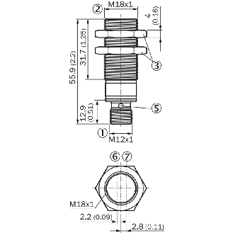 Cellule Barrage M18 NPN P=15m IR LO/DO Inox Axial / M12 4P-Lire la description