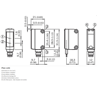 Cellule Bar. reflex PNP P=6m PinPoint LO/DO 10-30Vdc / M08 4P-Lire la description