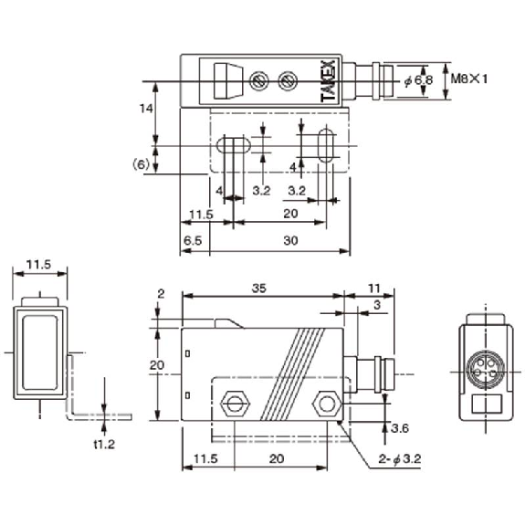Cellule Bar. reflex PNP P=1,5m Pot. LO/DO 12-24Vdc / M08 4P-Lire la description