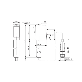 SmartReflect Push-pull P=600mm PinPoint LO/DO Inox V4A / M12 4P-Lire la description
