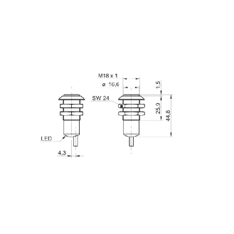 Cellule Barrage (E) M18 P=13m Pot. IR Plast. Axial / Câble 2m-Lire la description