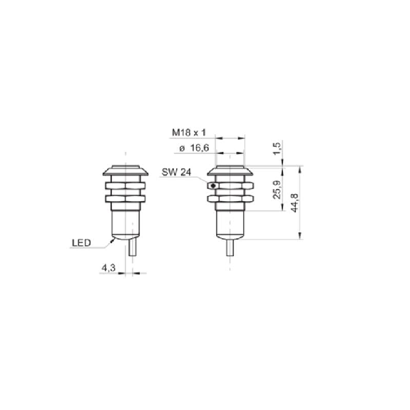 Cellule Barrage (E) M18 P=13m Pot. IR Plast. Axial / Câble 2m Cellule Barrage (E) M18 P=13m Pot. IR Plast. Axial / Câble 2m-Lire la description
