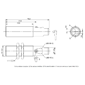Cellule Bar. reflex M18 PNP P=7m Pot. LR LO/DO Laiton Axial / M12 4P-Lire la description