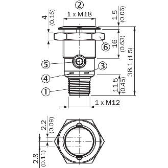 Cellule Bar. reflex M18 PNP P=7.2m PinPoint LO Métal Axial / M12 3P-Lire la description