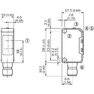 Cellule Barrage PNP P=4.4m Pot. LR LO/DO 10-30Vdc / M08 4P-Lire la description
