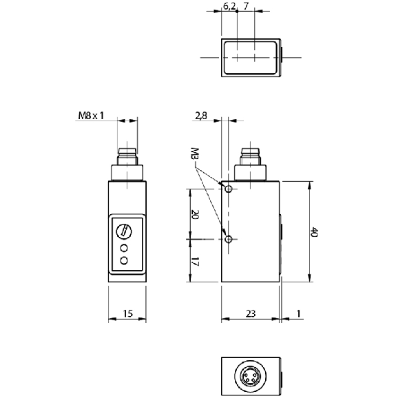 Cellule Directe NPN+PNP NO P=300mm Pot. IR Axial / M08 4P-Lire la description