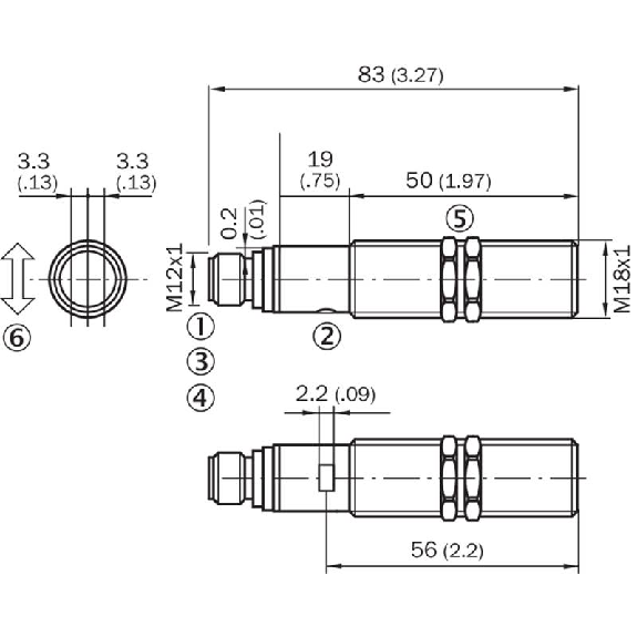 Cellule EAP M18 NPN P=130mm Teach-in LR LO/DO Inox Axial / M12 4P-Lire la description