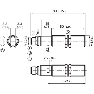 Cellule EAP M18 NPN P=130mm Teach-in LR LO/DO Inox Axial / M12 4P-Lire la description