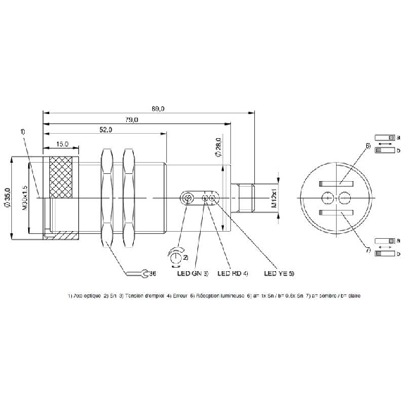 Cellule Directe M30 PNP/NPN P=2m LO/DO Métal Axial / M12 4P Cellule Directe M30 PNP/NPN P=2m LO/DO Métal Axial / M12 4P-Lire la description
