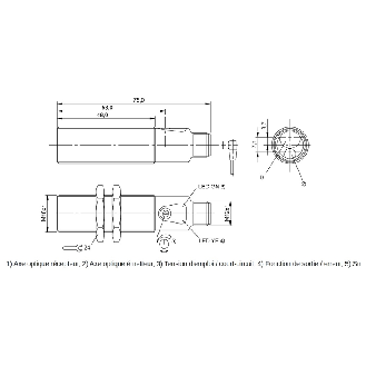 Cellule EAP M18 PNP P=150mm Pot. Laser LO/DO Laiton Axial / M12 4P-Lire la description