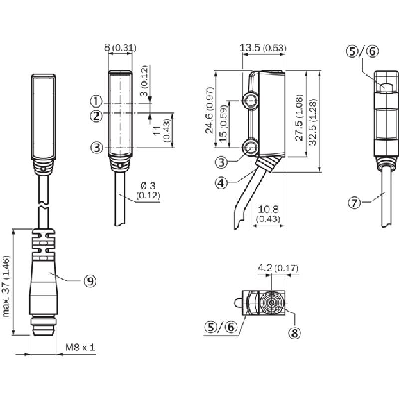 Cellule EAP PNP P=800mm Teach Laser IR LO/DO / Câble 2m Cellule EAP PNP P=800mm Teach Laser IR LO/DO / Câble 2m-Lire la description
