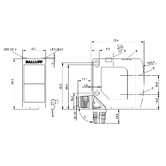 Cellule EAP NPN P=800mm Pot. LR LO/DO 10-30Vdc / M12 4P-Lire la description