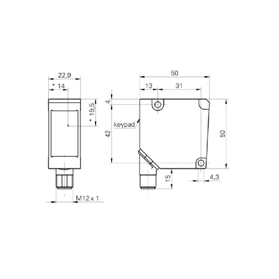 Cellule Dét. lignes plage 875mm 4-20mA/RS 485 1 sortie PNP / M12 8P Cellule Dét. lignes plage 875mm 4-20mA/RS 485 1 sortie PNP / M12 8P-Lire la description