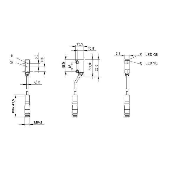 Cellule EAP PNP P=30mm LR LO / M08 3P+C0.2m-Lire la description