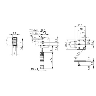 Cellule Bar. reflex NPN P=500mm LR LO/DO Plast Radial / M08 4P+C0.2m-Lire la description