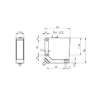 Cellule EAP NPN P=20-450mm LO/DO 50x50x15mm Métal / Câble 2m-Lire la description