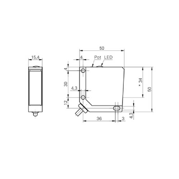 Cellule EAP NPN P=20-450mm LO/DO 50x50x15mm Métal / Câble 2m Cellule EAP NPN P=20-450mm LO/DO 50x50x15mm Métal / Câble 2m-Lire la description