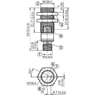 Cellule EAP M18 PNP P=300mm Pot. PinPoint LO/DO Inox Axial / M12 4P-Lire la description