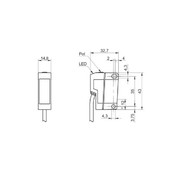 Cellule EAP NPN P=20-350mm Pot. LR LO/DO Plast. 10-30Vdc / Câble 2m Cellule EAP NPN P=20-350mm Pot. LR LO/DO Plast. 10-30Vdc / Câble 2m-Lire la description