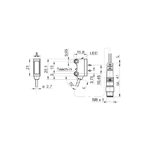 SmartReflect PNP P=180mm qTeach PinPoint LO/DO / M08 4P+C0.2m PVC-Lire la description