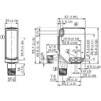 Cellule Bar. reflex PNP/NPN P=10m IO-Link PinPoint LO/DO / M12 4P-Lire la description