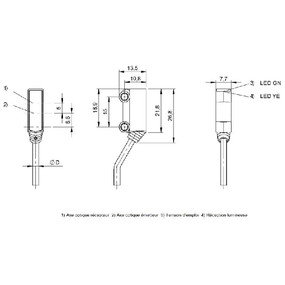 Cellule Bar. reflex PNP P=3m LR DO / Câble 2m-Lire la description