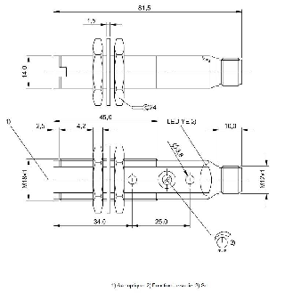 Cellule Barrage (R) M18 P=50m Pot Laser LO/DO Axial 10-30Vdc / M12 4P-Lire la description