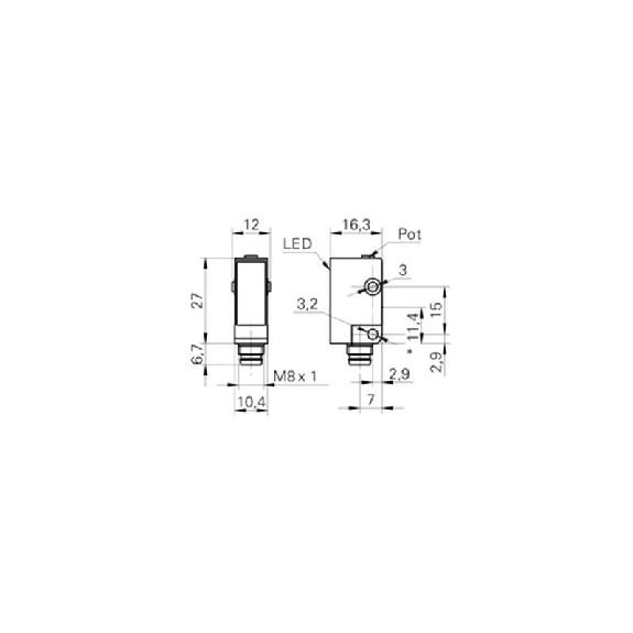 Cellule EAP NPN P=22-130mm Pot. Laser LO/DO 10-30Vdc / M08 4P-Lire la description