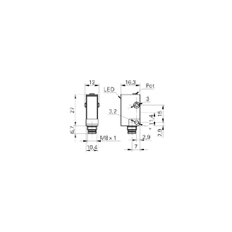 Cellule EAP NPN P=22-130mm Pot. Laser LO/DO 10-30Vdc / M08 4P-Lire la description